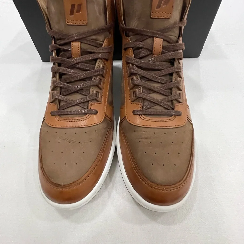 Piloti Mid  Drift Cognac Brown Leather Sneakers - Picture 4 of 9